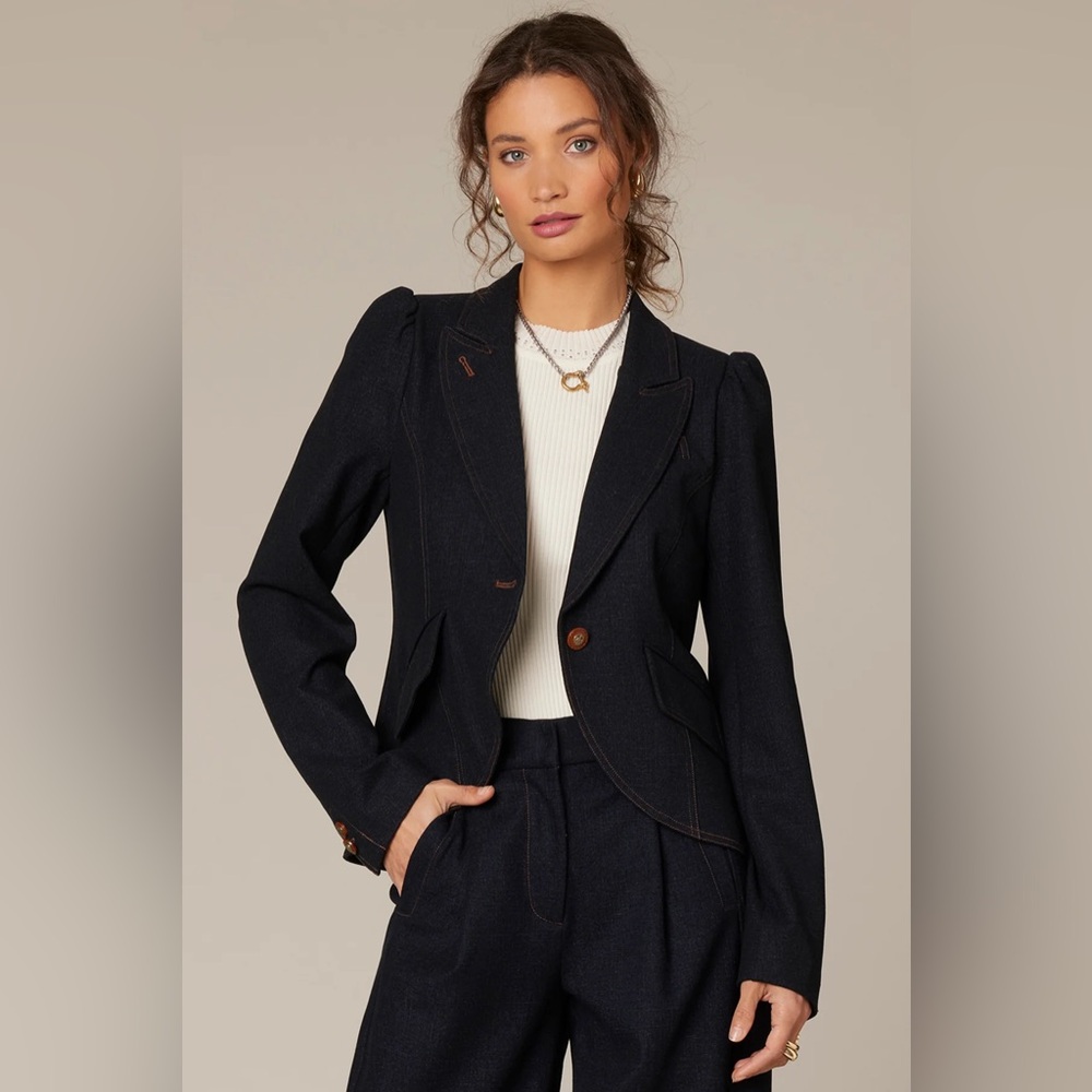 Wit & Wisdom. LONG SLEEVE SINGLE BUTTON BLAZER. Dark indigo. NWT